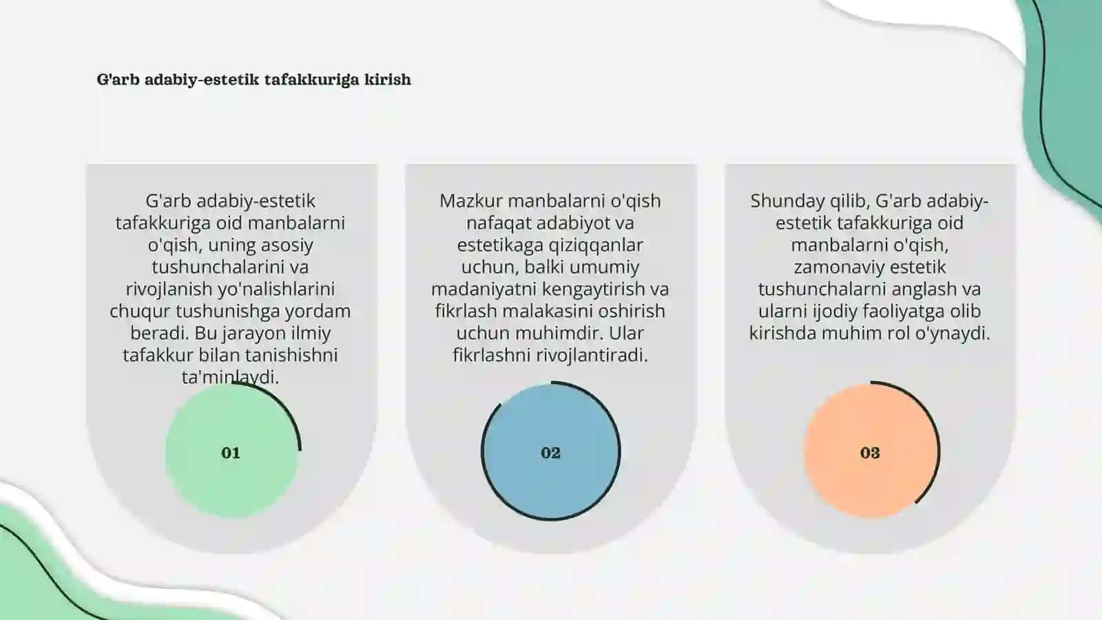 G'arb adabiy-estetik tafakkuriga oid manbalarni o'qish 3