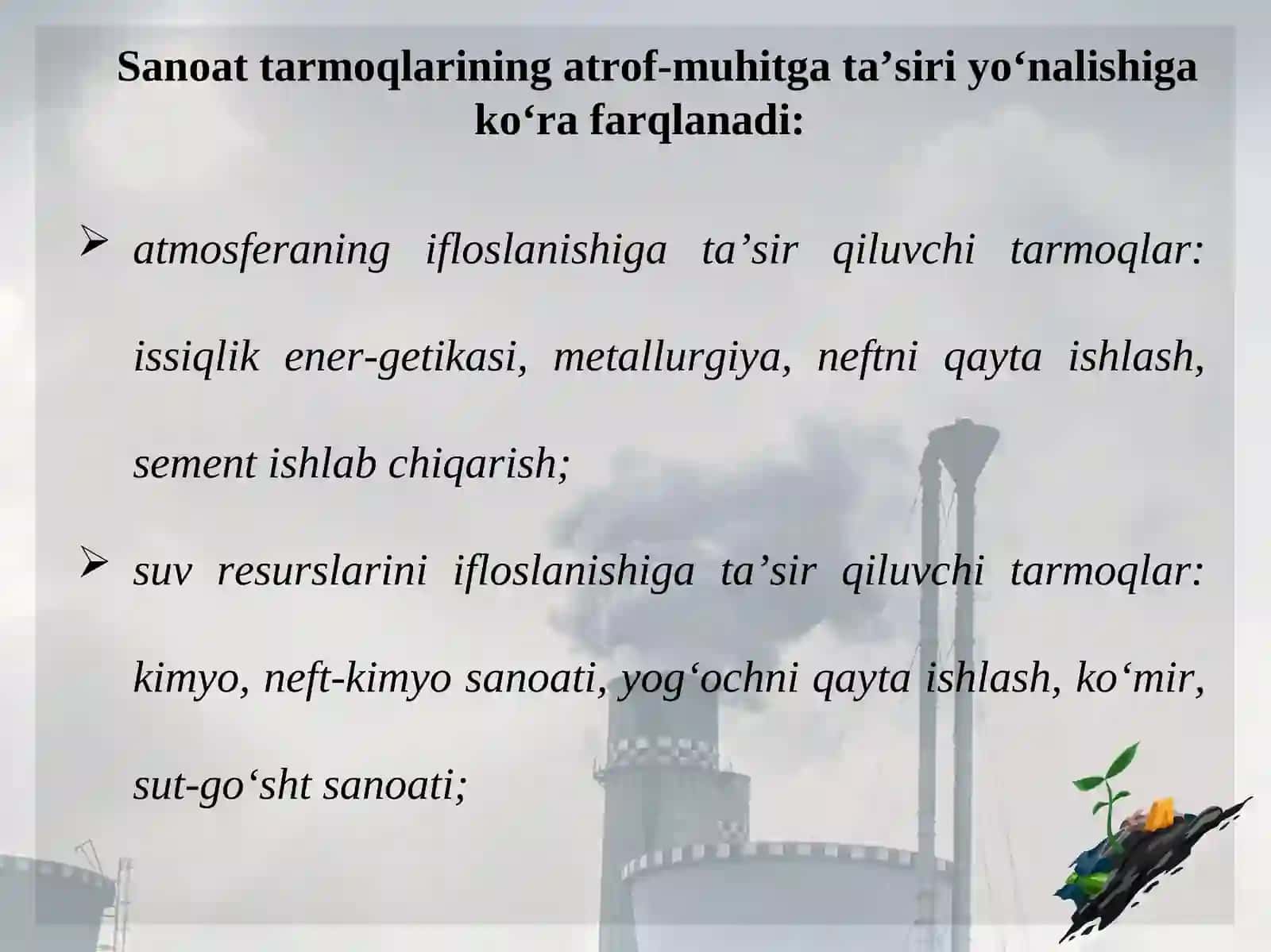 Sanoat va ekologik muammolar 3