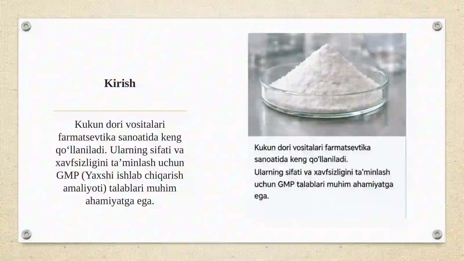 Kukun dori vositasi uchun GMP talablari 3