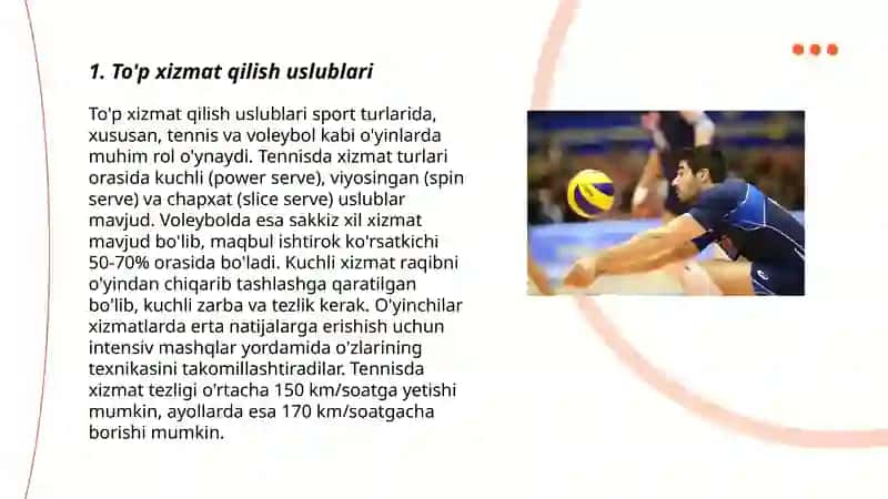 To'p xizmat qilish uslublari 3