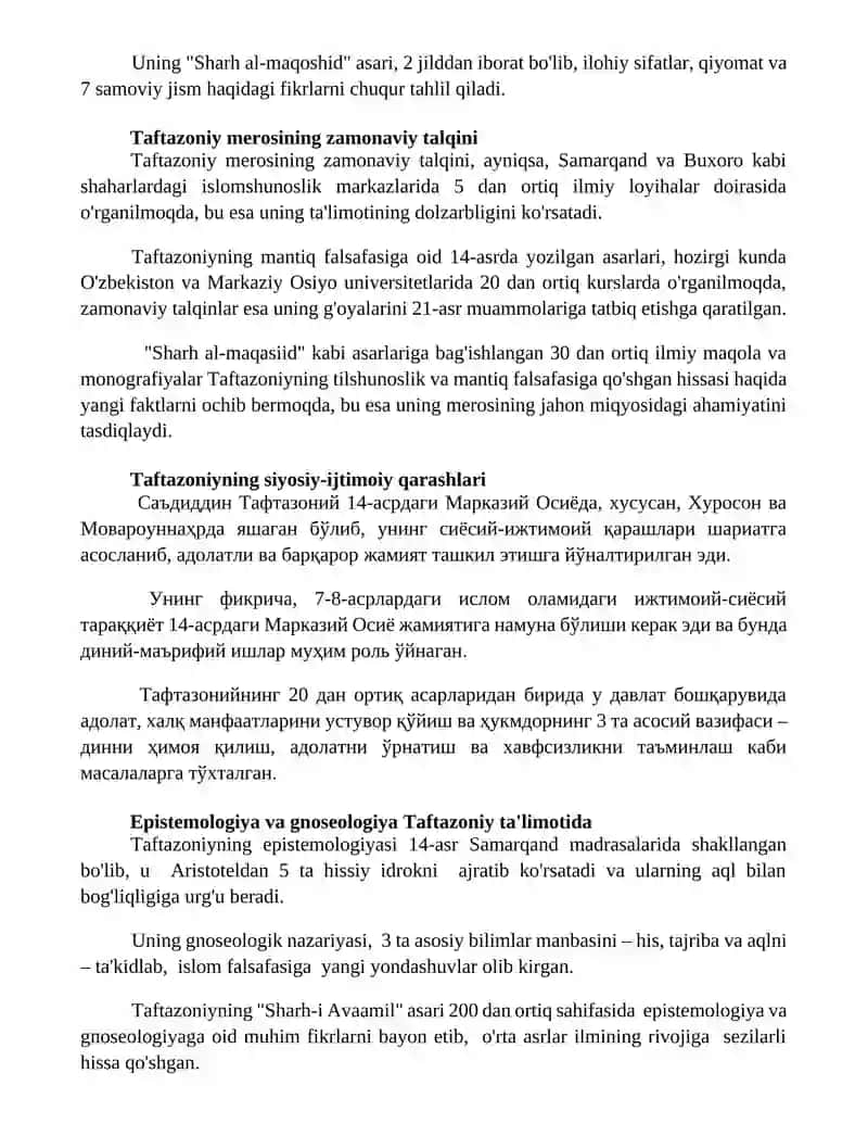 Sa'diddin Taftazoniy falsafasi 3