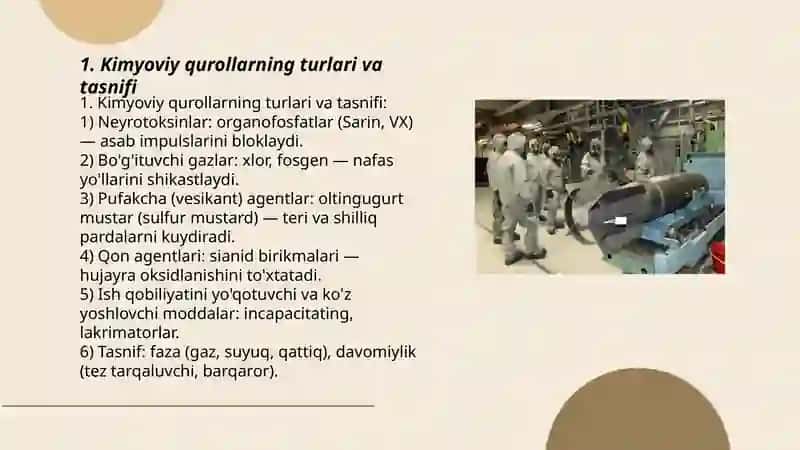 Kimyoviy qurollar, uni qoʼllash usullari va zaharli moddalar tavsifi 3