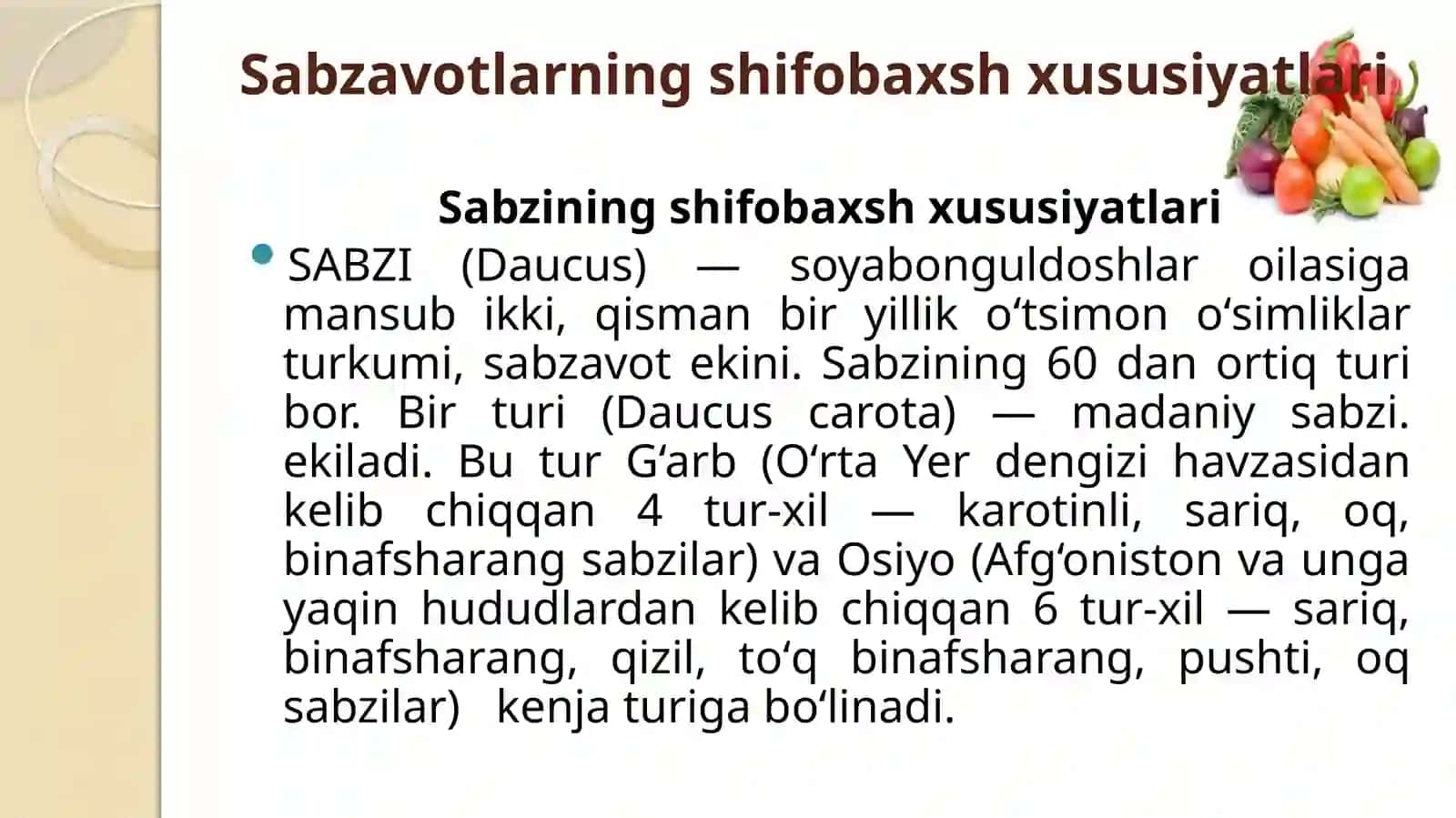 Xalq tabobatida sabzavotlarning shifobaxshlik xususiyatlari 3