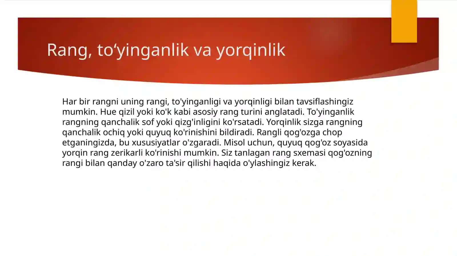 RANGLAR NAZARIYASI VA RANGLAR UYG’UNLIGI 3