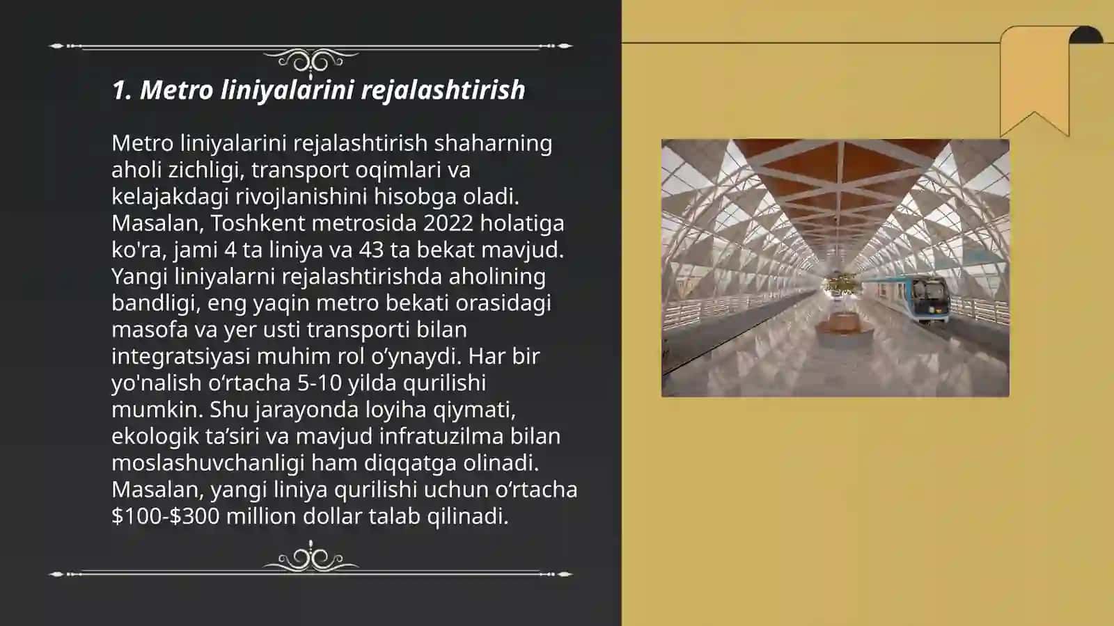 Metropoliten yónalishini loyihalash 3