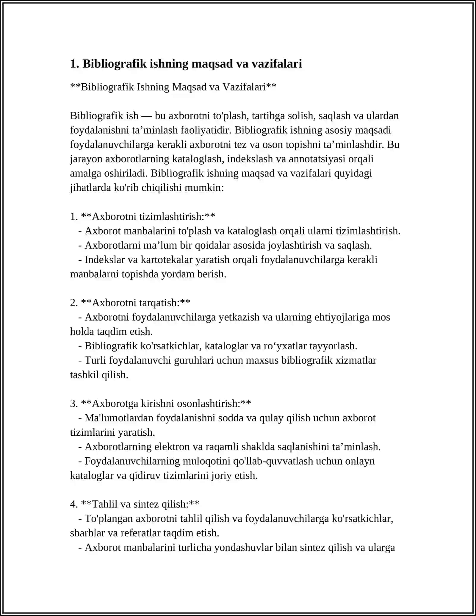 Bibliografik Ishning Maqsad va Vazifalari 3