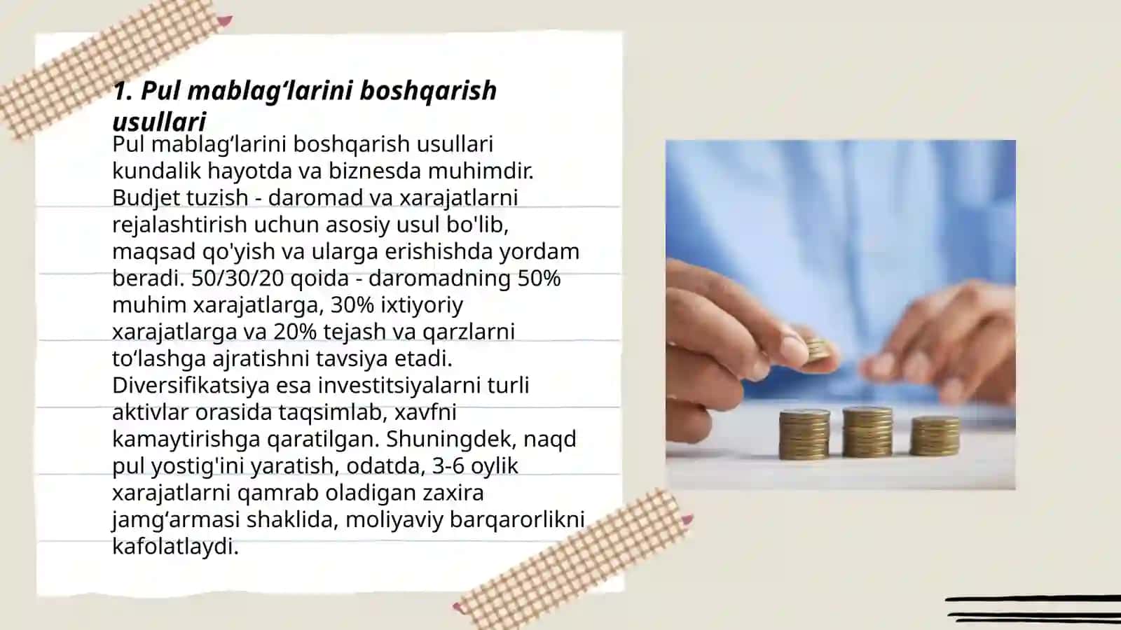 Pul mablagʻlari va ularning ekvevalentlari 3