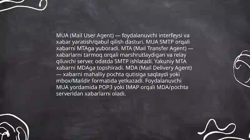 Elektron pochta tizimi va SMTP | POP3 |IMAP protokollari 3