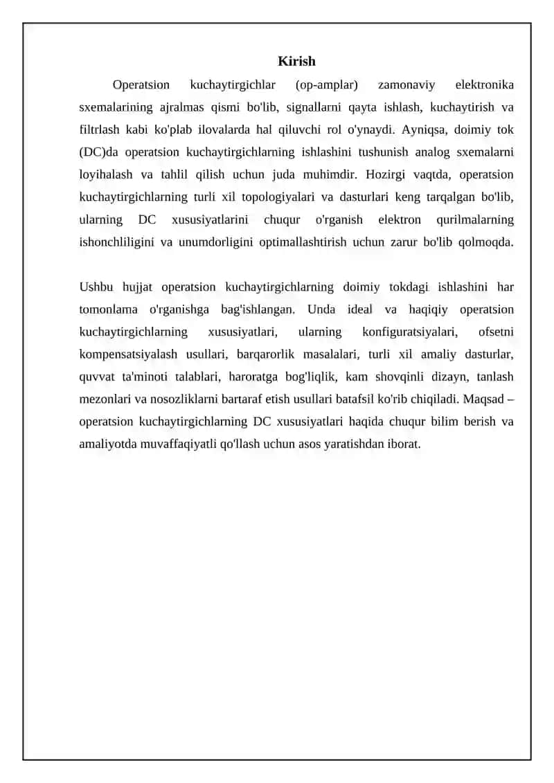 Oʻzgarmas tokda ishlaydigan operatsion kuchaytirgichlar 3
