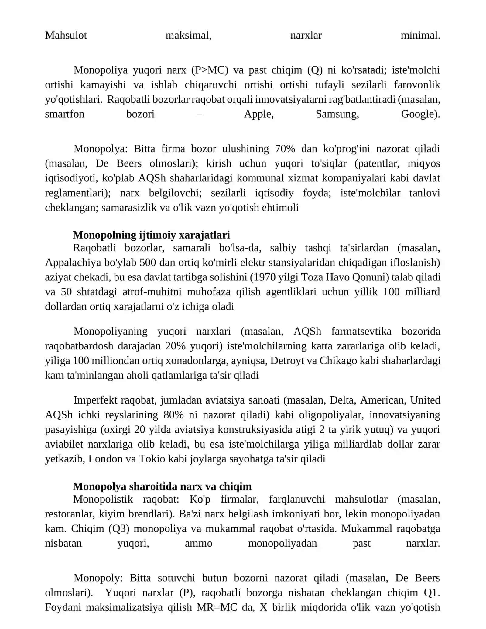 Raqobat va manapolya 3