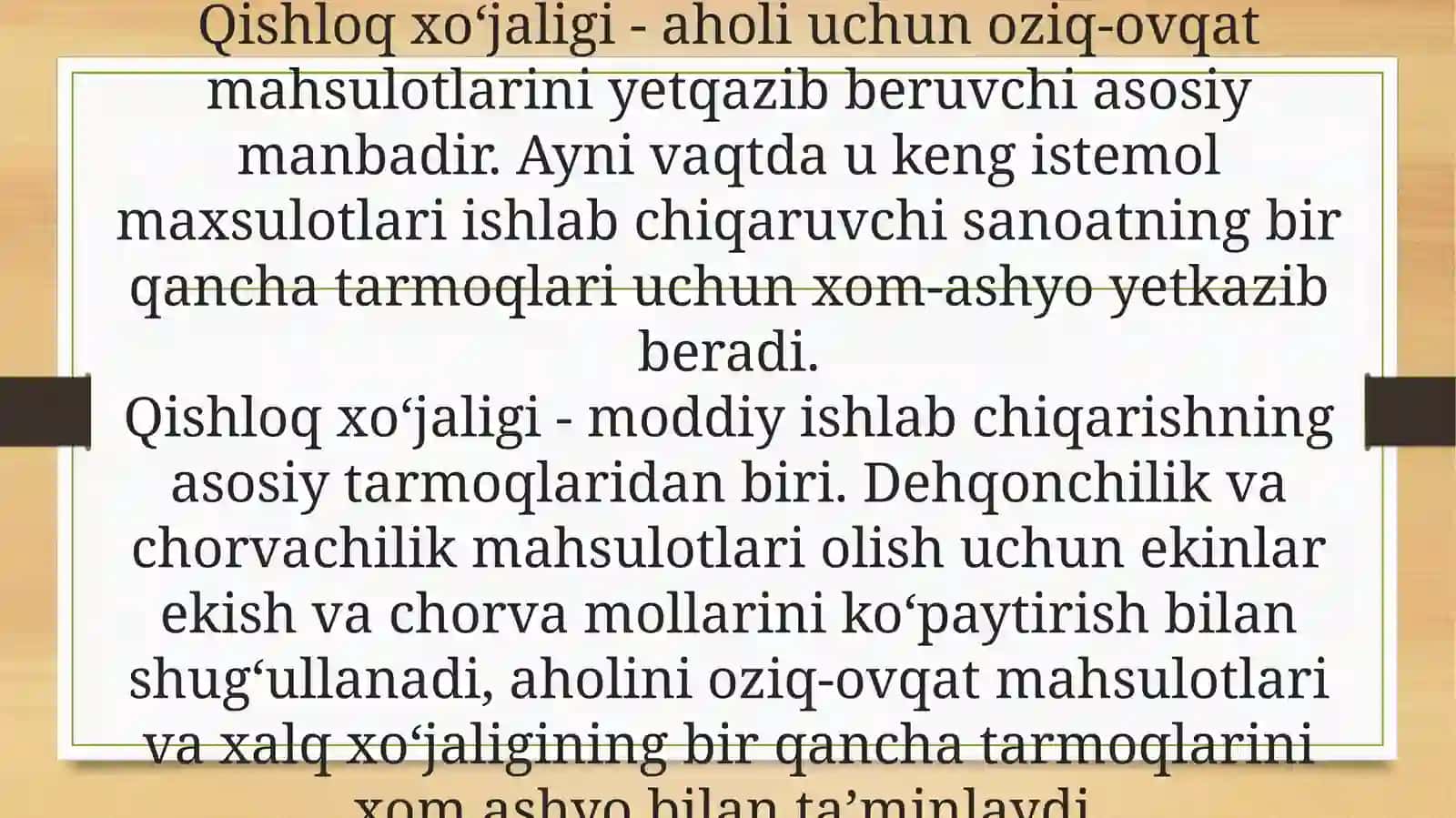 Qishloq xo'jaligining o'rni 3