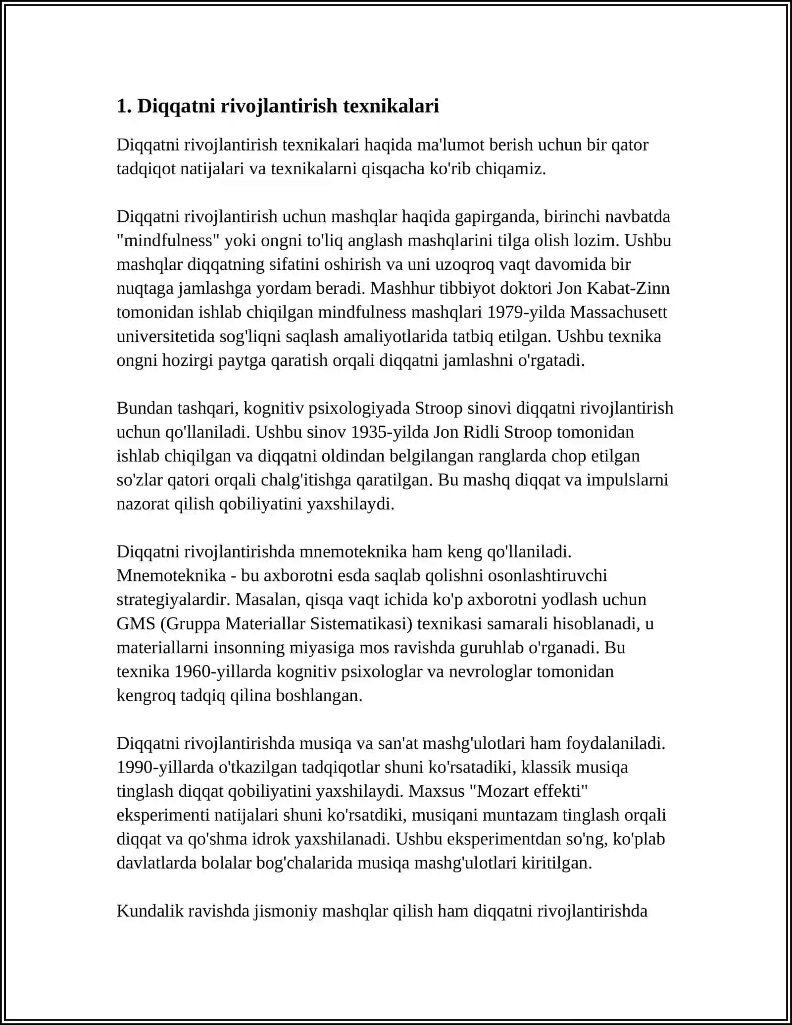 MUSTAQIL ISH Mavzu: DIQQAT VA SEZGI 3