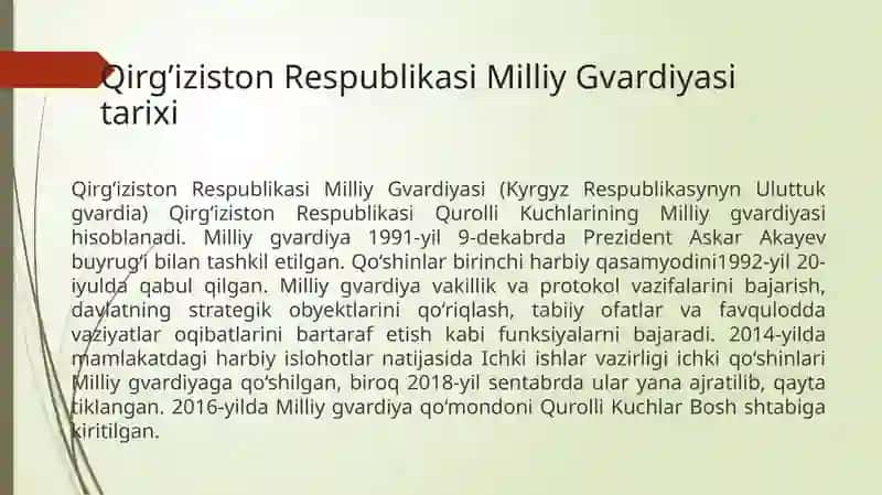 Qirg’iziston Respublikasining  Milliy gvardiyasi 3