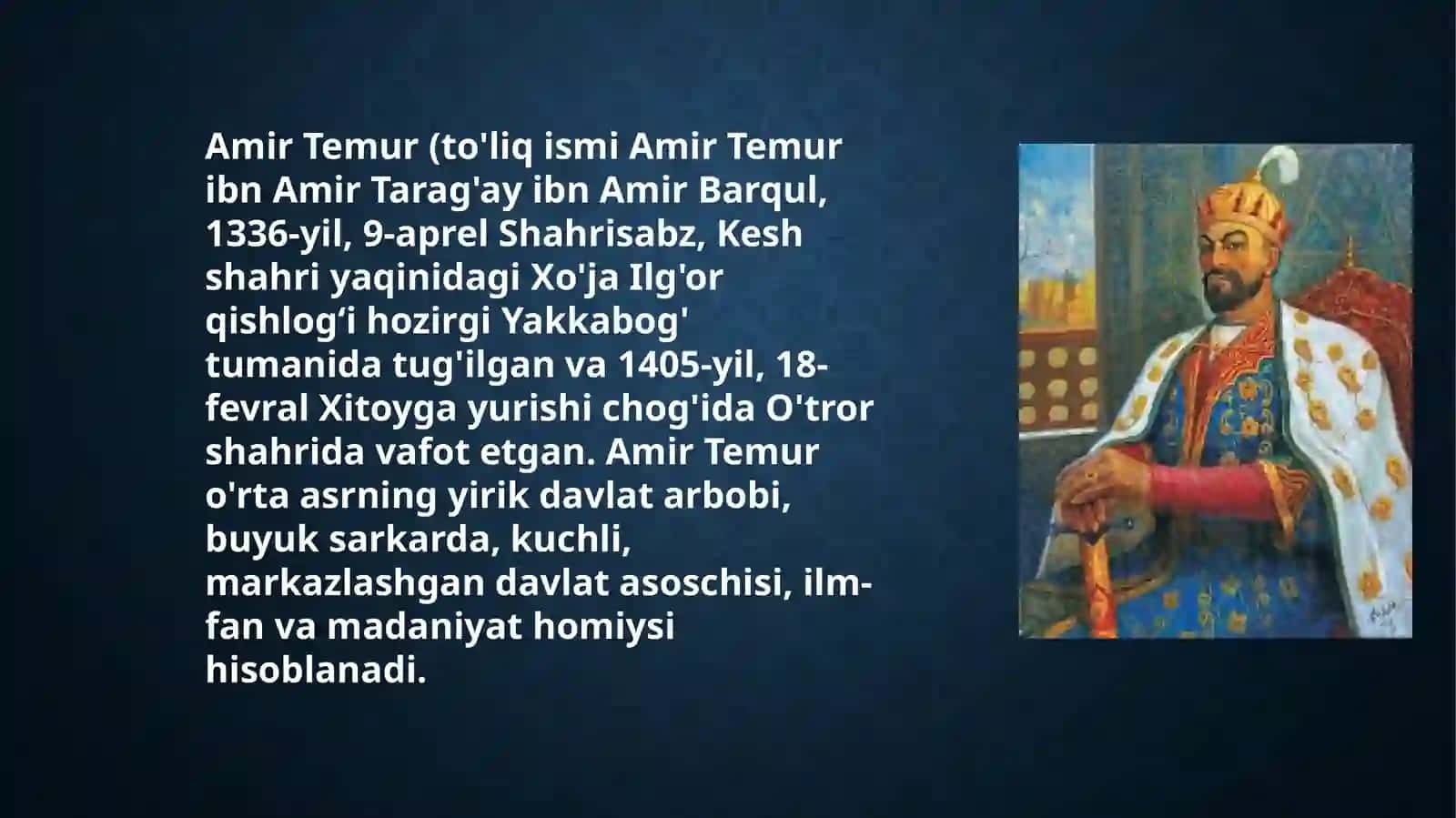 Amir Temur va Temuriylar davlati CHILIGI 3