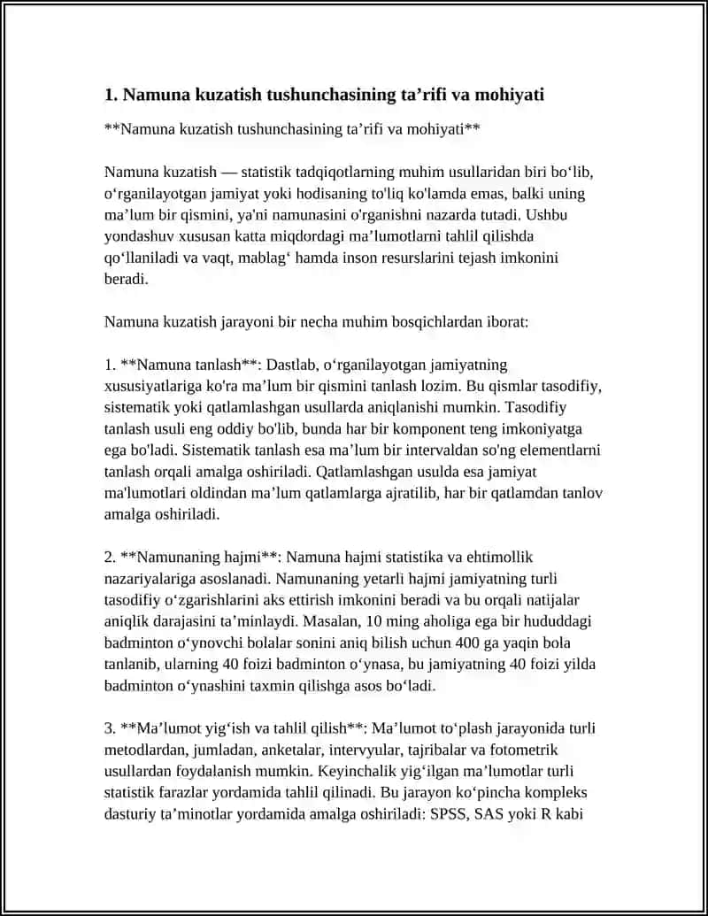 Namuna kuzatish tushunchasi 3