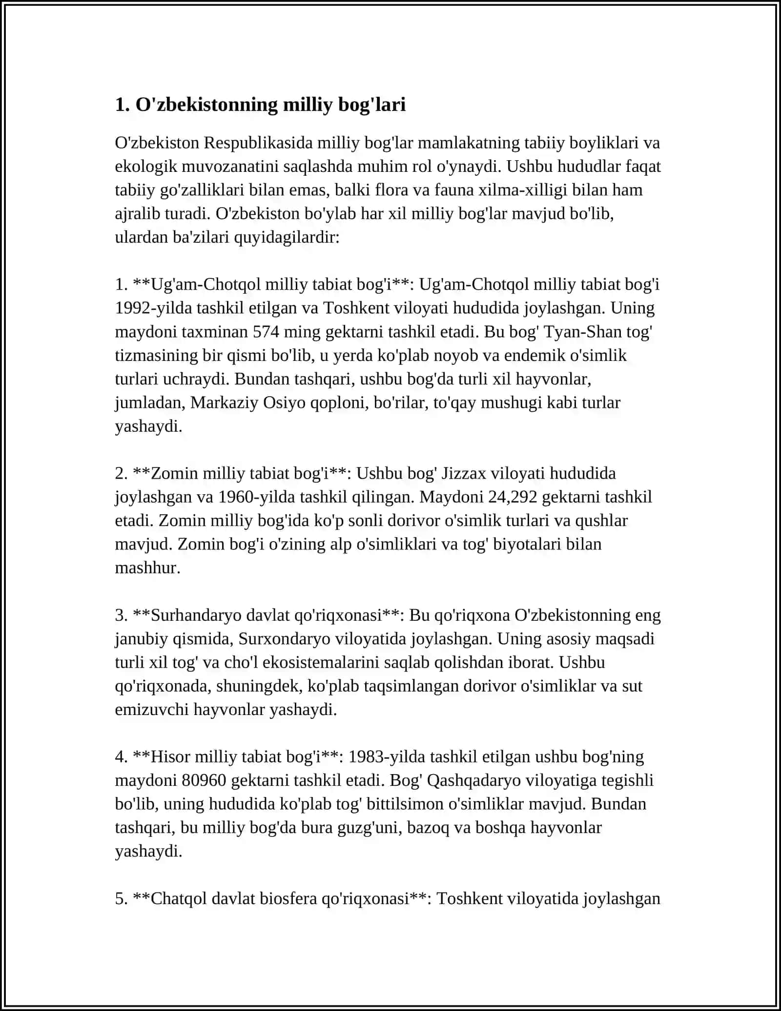 Ug'am-Chotqol milliy tabiat bog'i 3