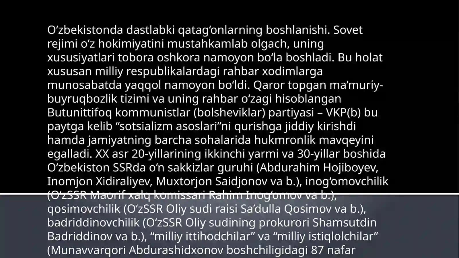 Mustabid Tuzumining Qatag'on Siyosati 3