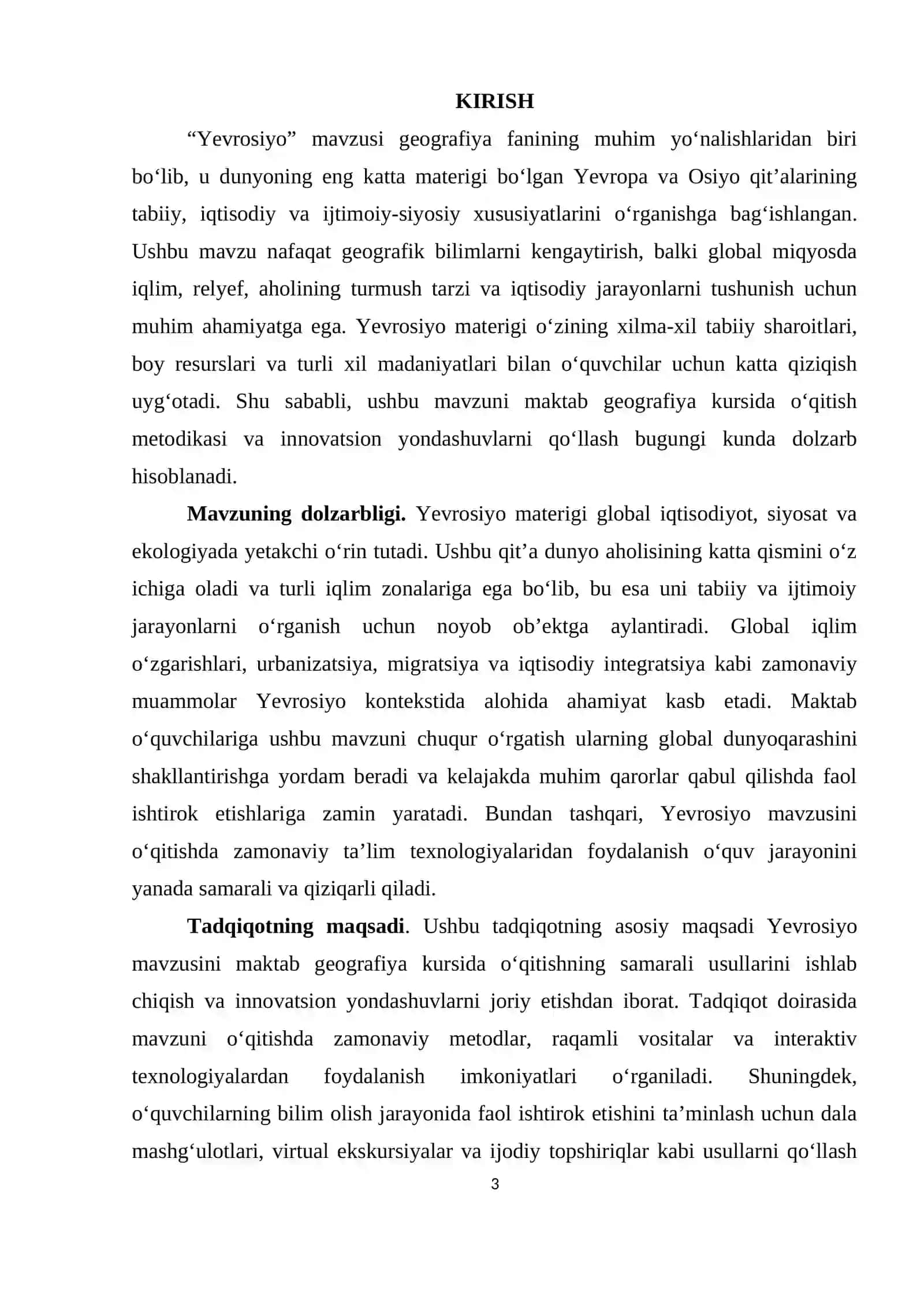 Materiklar va okeanlar geografiyasi kursida “Yevrosiyo” mavzusini o’rganish metodikasi 3