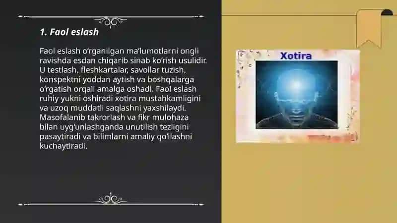 Xotirani oʻrganish metodlari 3
