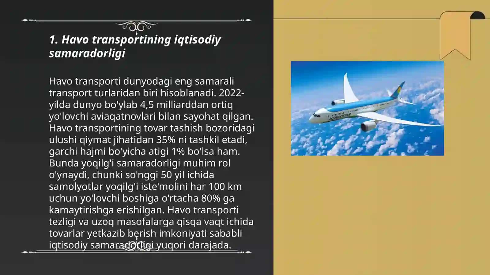 Havo Transportining Texnik-iqtisodiy tavsifi va rivojlanish muommolari 3