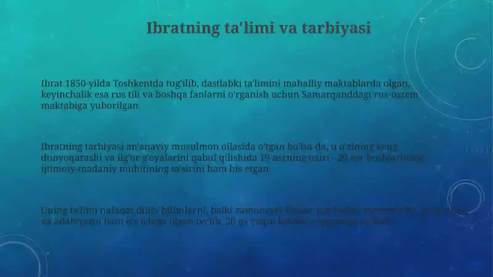 Ibratning Ta'limi va Tarbiyasi 3
