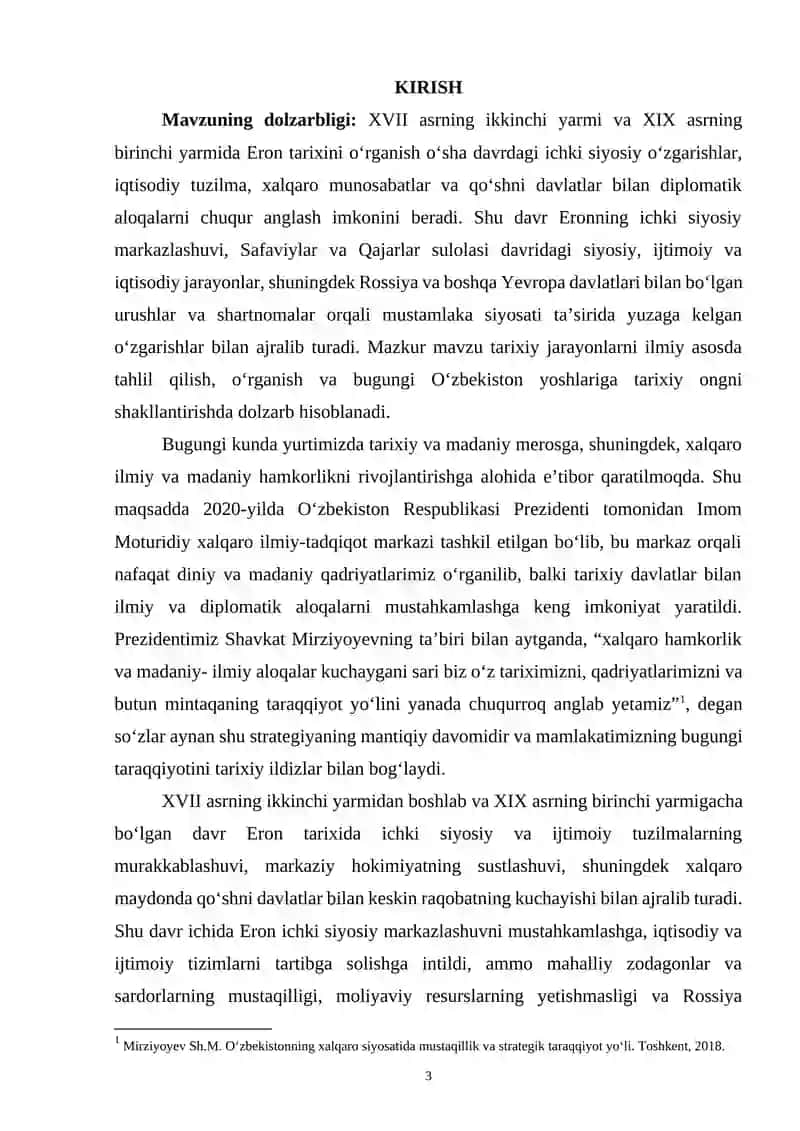 XVII asrning ikkinchi yarmi va XIX asrning birinchi yarmida Eron 3