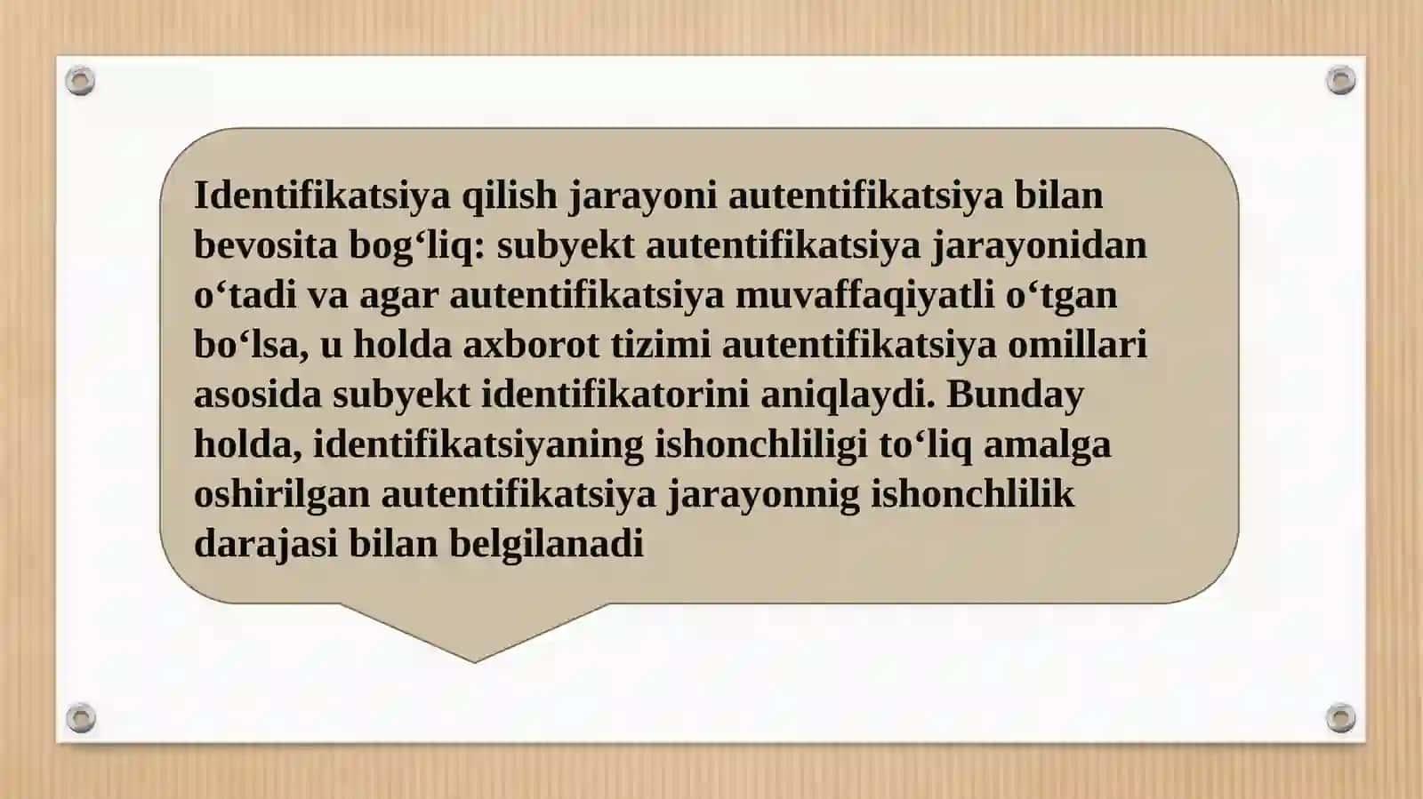 INDENFIKATSIYAVA AUTENTIFIKATSIYA MUAMMOLARI. LOGIN VA PAROL 3