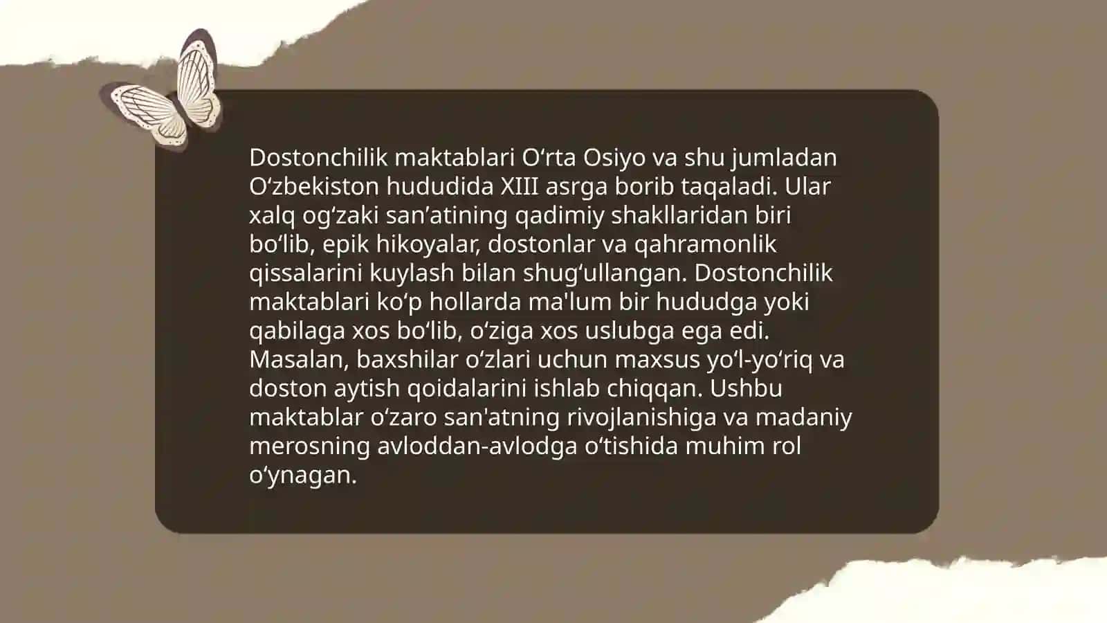 Dostonchilik maktablari VA ularning an'analari 3