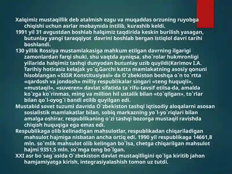 O`ZBEKISTON VA JAHON HAMJAMIYATI 3