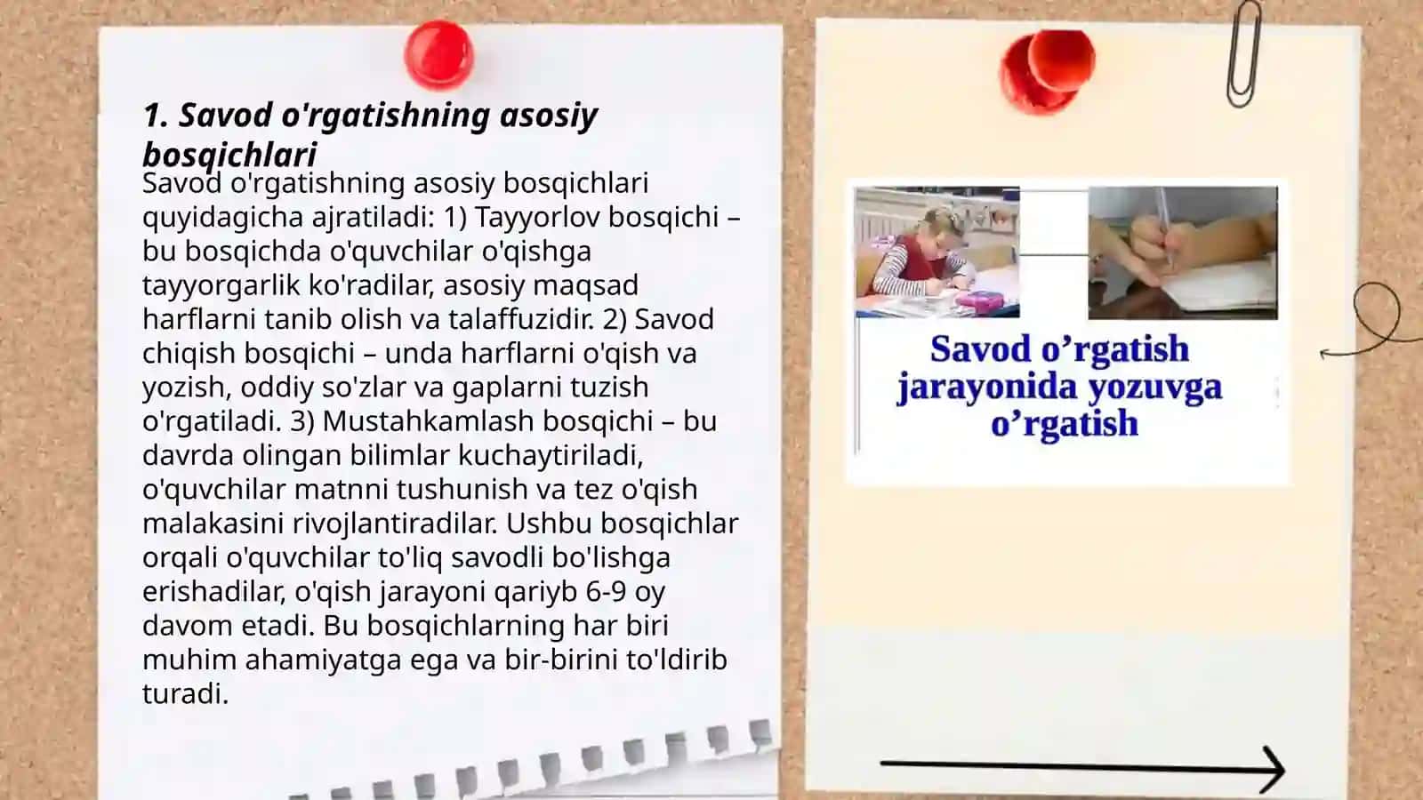 Savod o'rgatishning asosiy bosqichlari 3