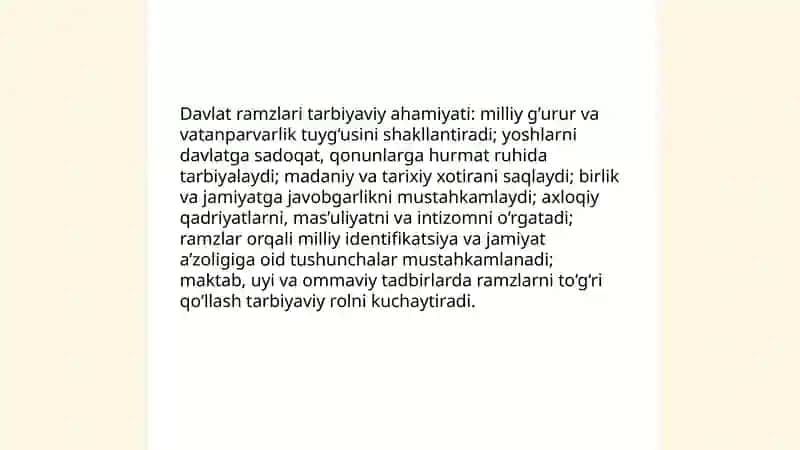 Davlat ramzlaridan foydalanish tarbiyasida 3