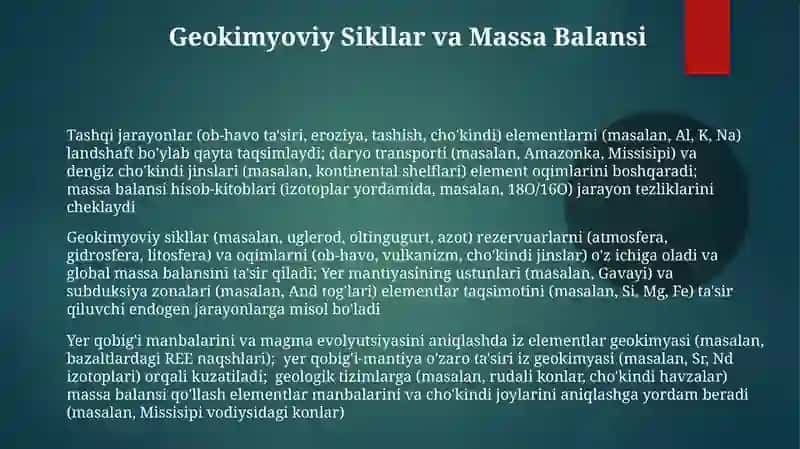 Endogen va egzogen jarayonlar geokimyosi 3