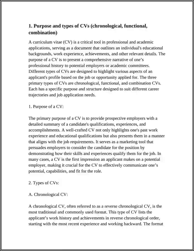CV Writing and Application Course 3