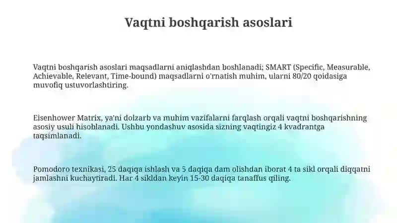 Vaqtboshqarish, sinxronizatsiya va scheduling algoritmlari 3