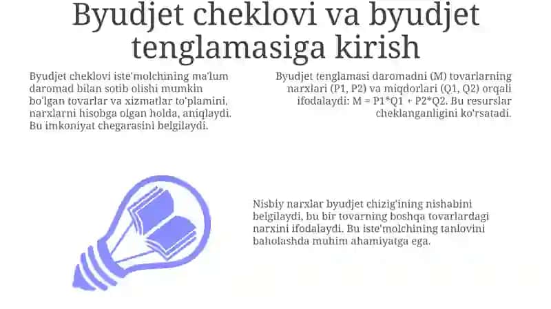Byudjet cheklanganligi va byudjet tenglamasi 3