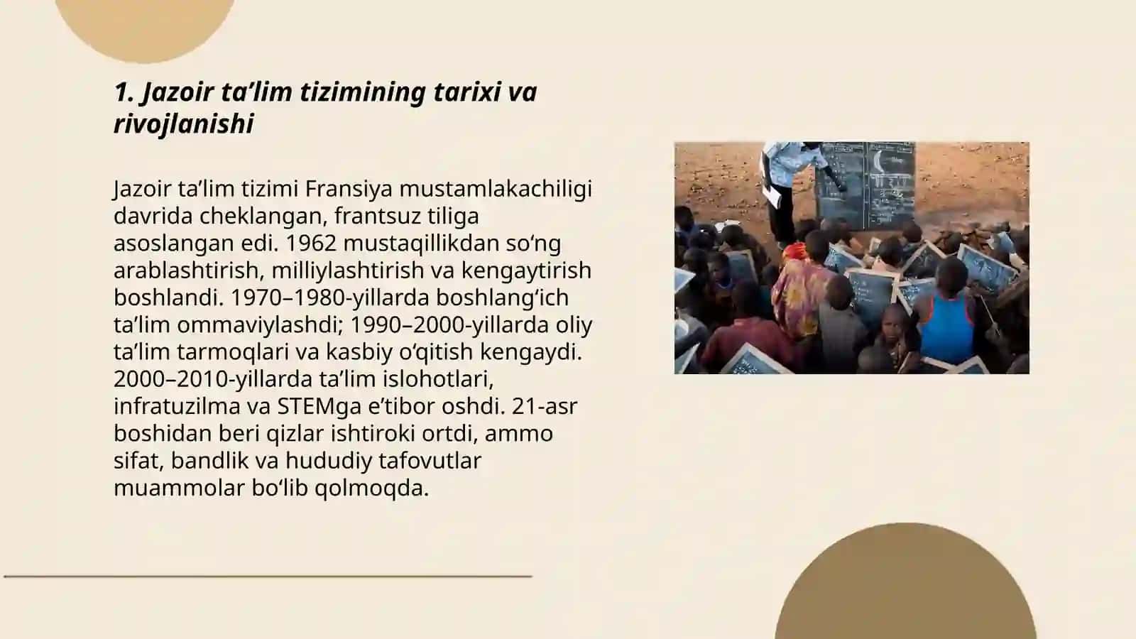 Jazoir ta’lim tizimi. Janubiy Afrika Respublikasi ta’lim tizimi 3