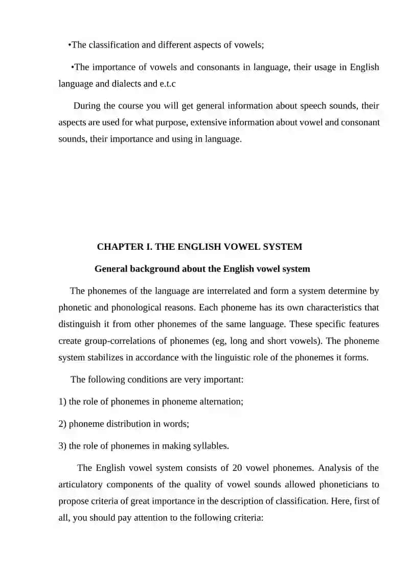 The system of vowels in the English language 3