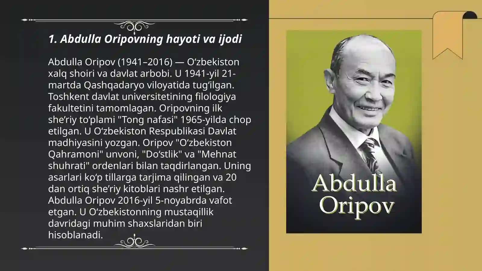 Abdulla Oripov ijodi 3