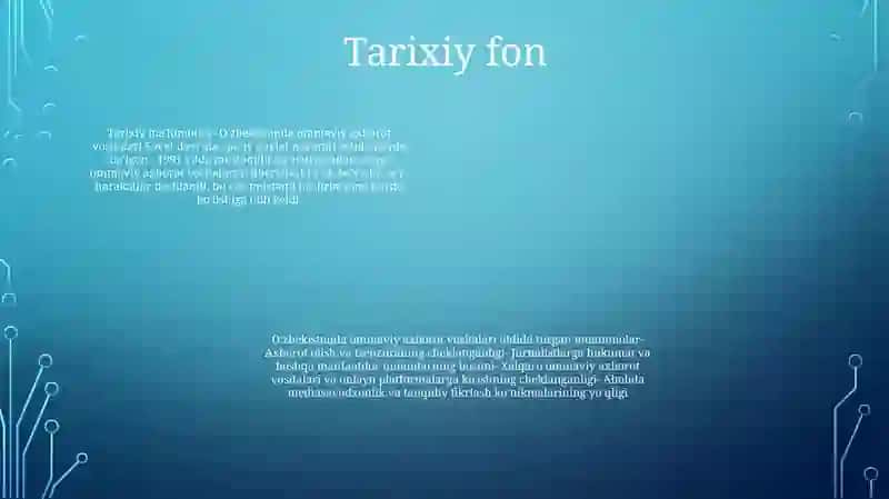 O’zbekiston Respublikasida Ommaviy Axborot Vositalarining Faoliyati O’zgarish Va Muammolar 3