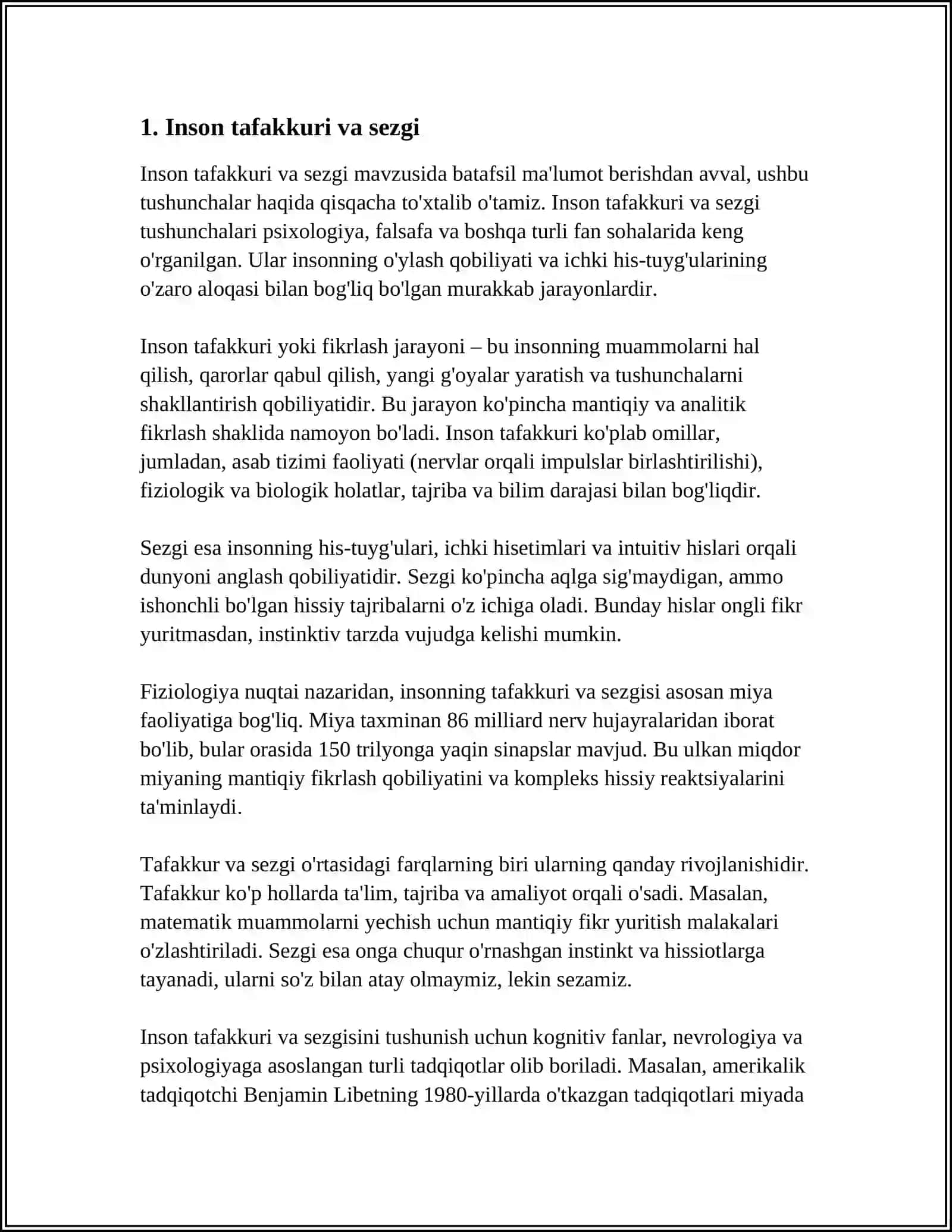 SEZGI VA IDROK UMUMIY TASSAVURLAR,YONDASHUVLAR 3