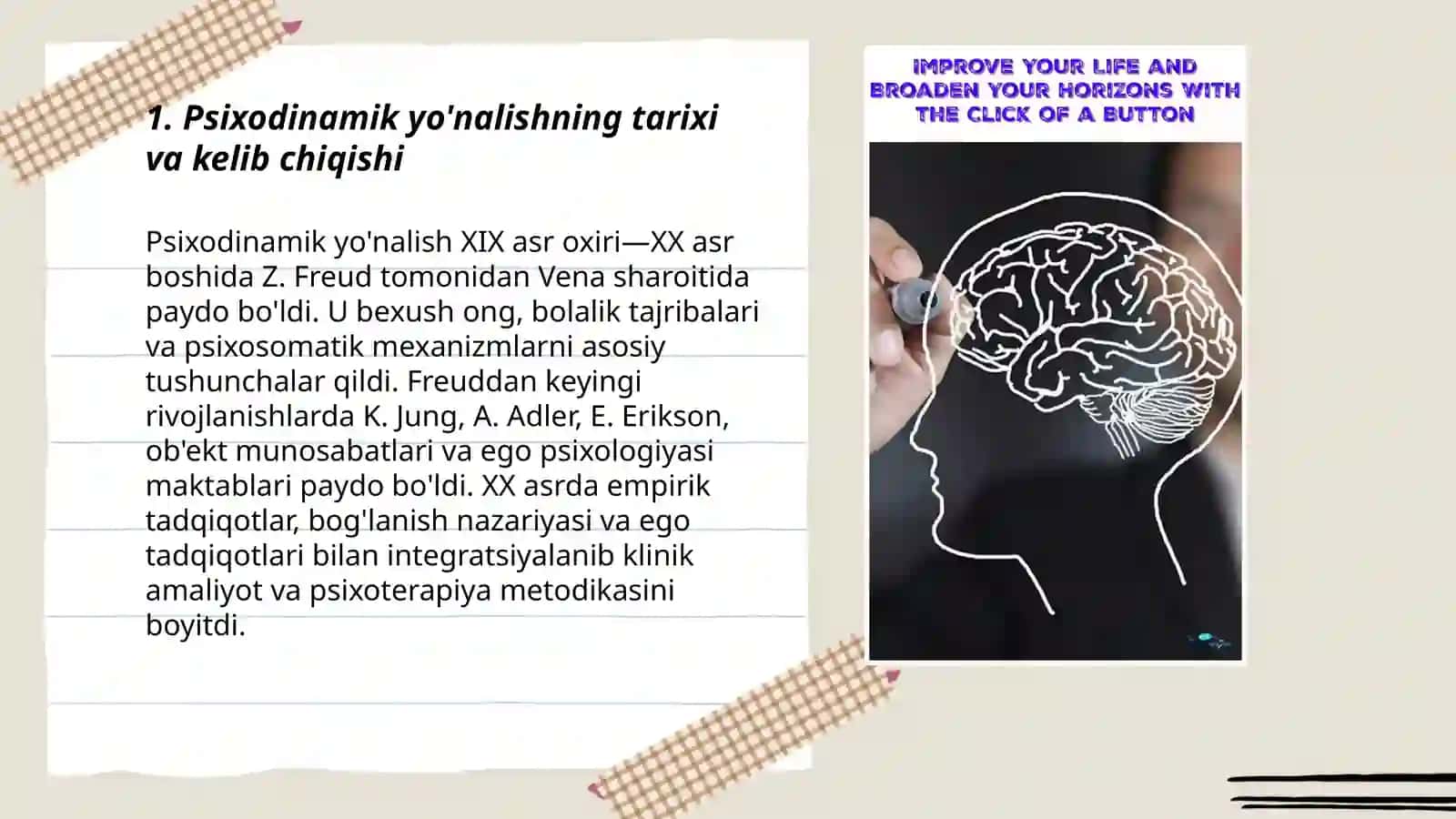 Psixodinamik yo'nalishga qisqacha tavsifnoma 3