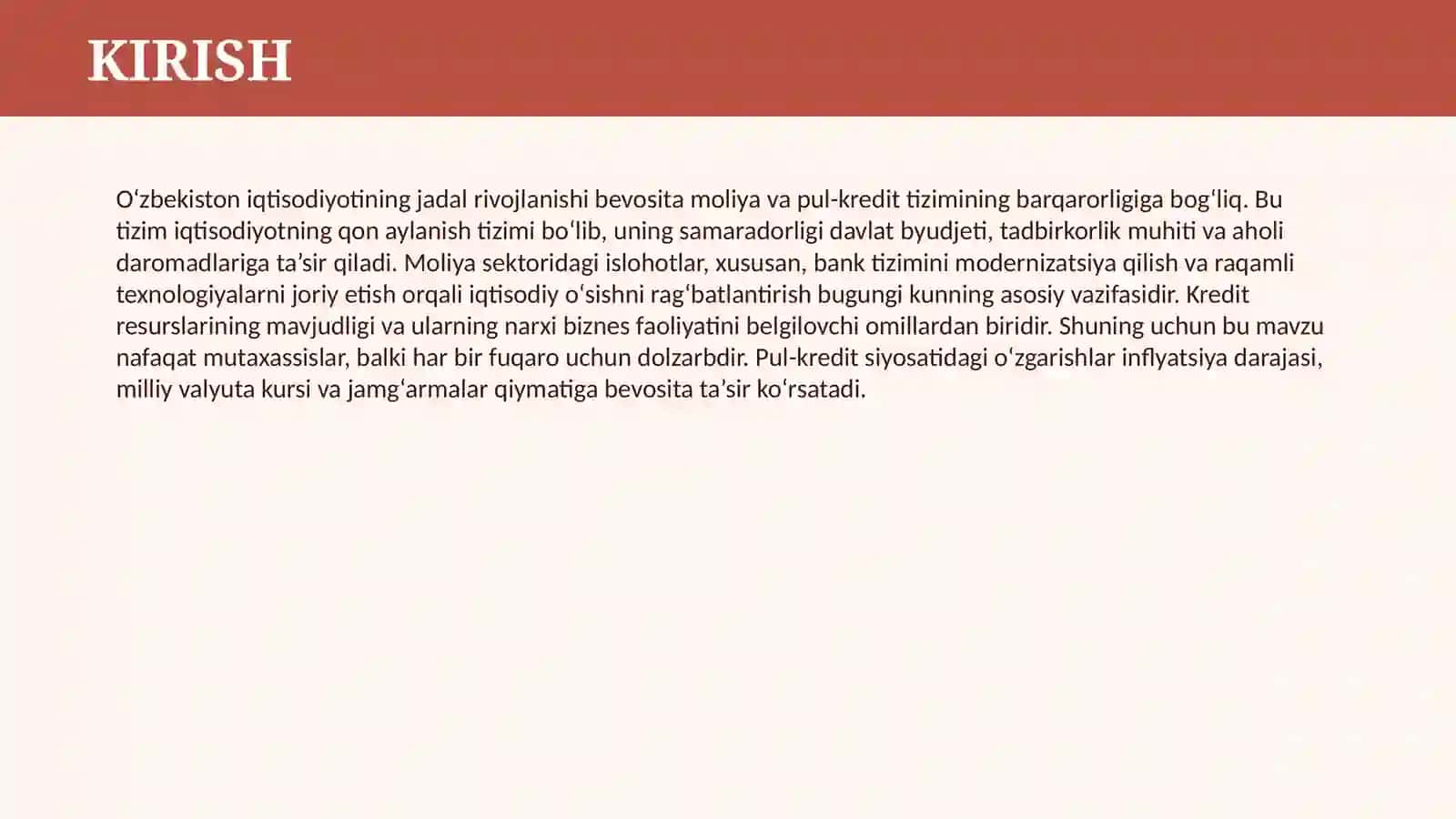 O‘ZBEKISTONDA MOLIYA VA PUL KREDIT TIZIMI 3