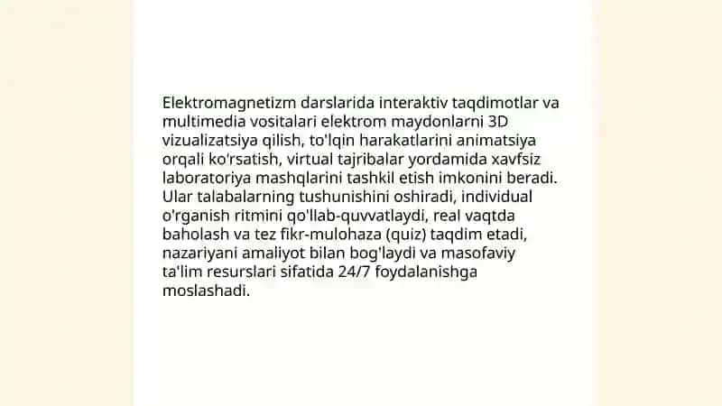Elektromagnetizm darslarining axborot texnologiyalarning roli 3
