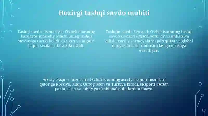 Oʻzbekistonning Tashqi Savdo Siyosati 3