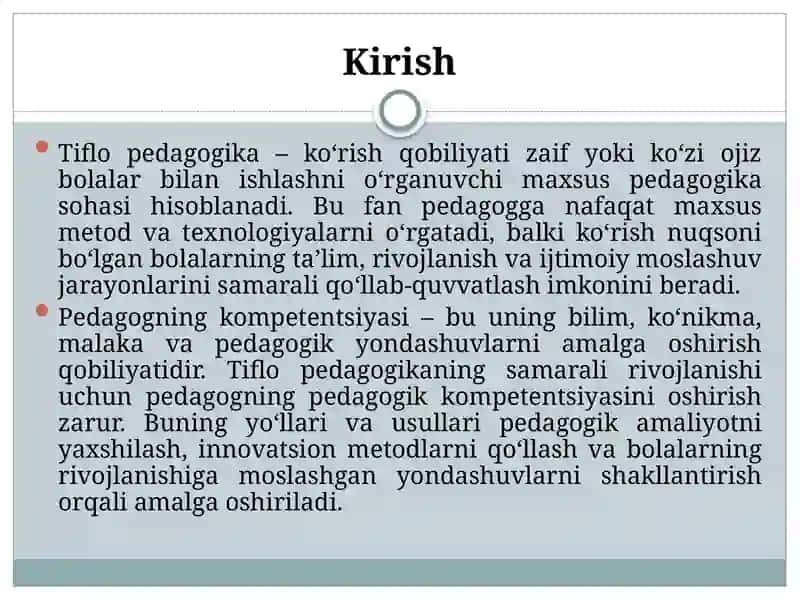Tiflopedagogik kompetentsiyasi 3
