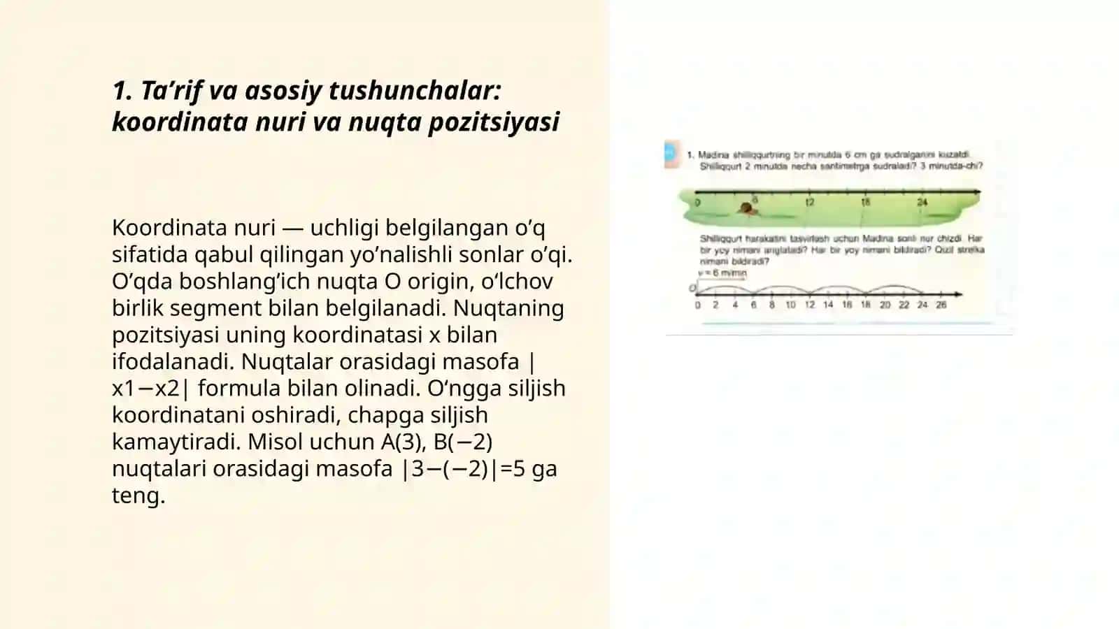 Nuqtalarning koordinata nuri boʻylab harakati 3