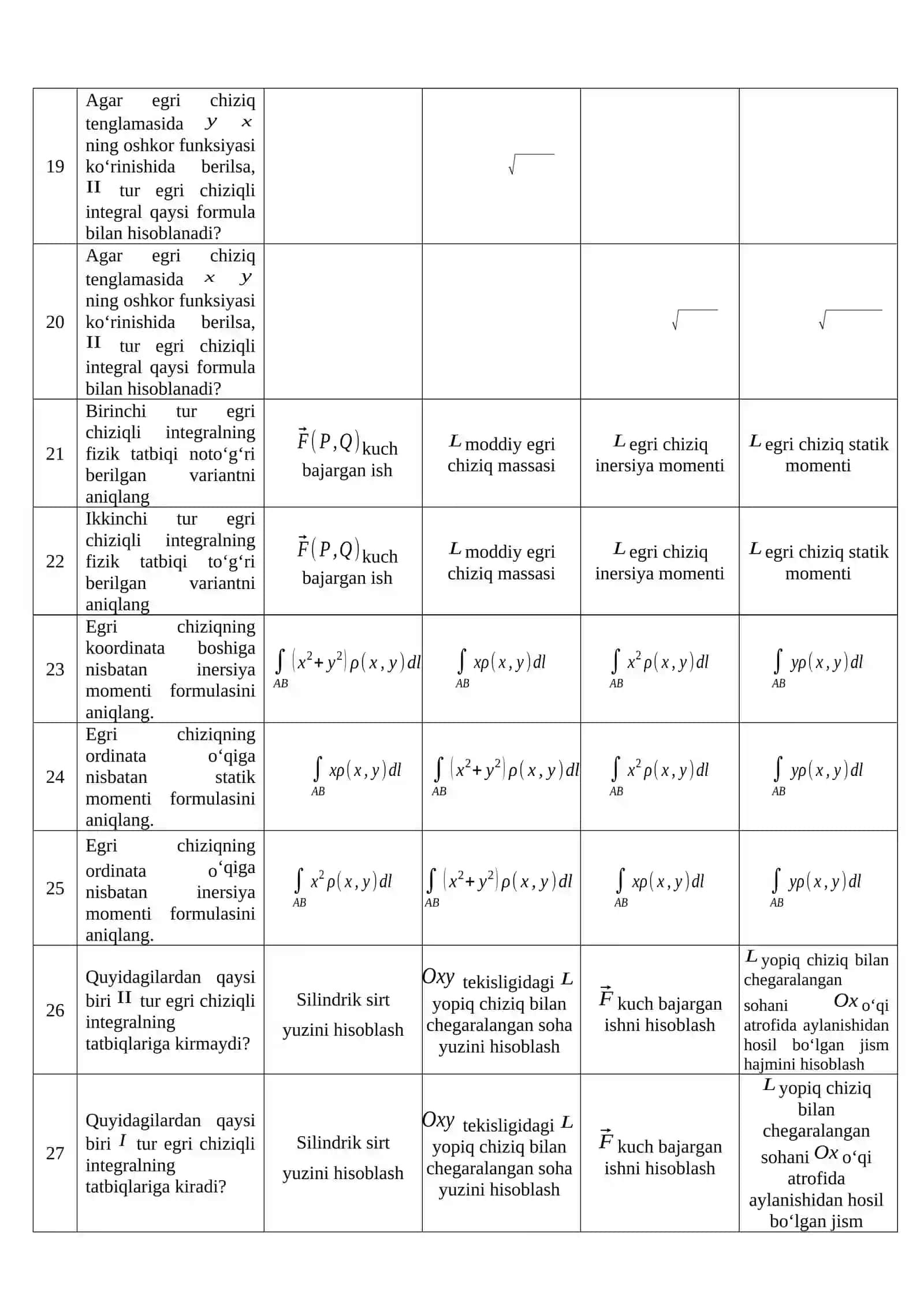 Birinchi tur egri chiziqli integral 3