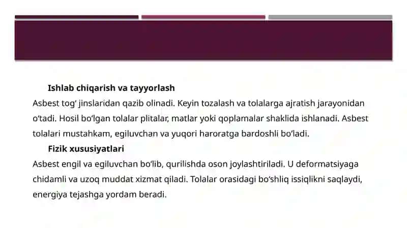 Asbest asosidagi issiqlik izolyatsiya buyumlar 3