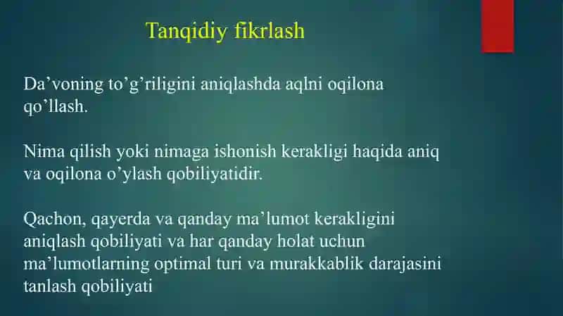 Tanqidiy fikrlash 3