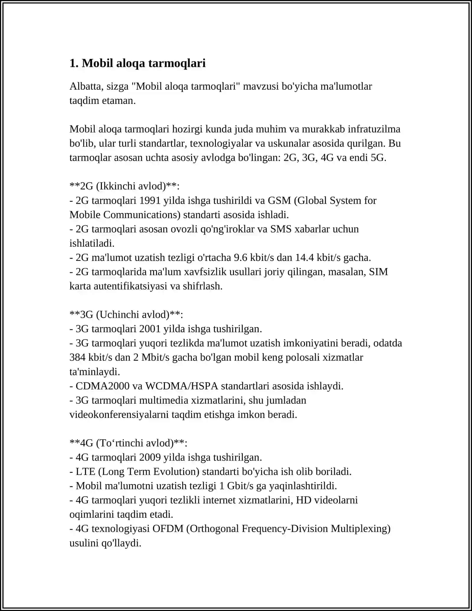 Mobil aloqa tarmoqlari 3